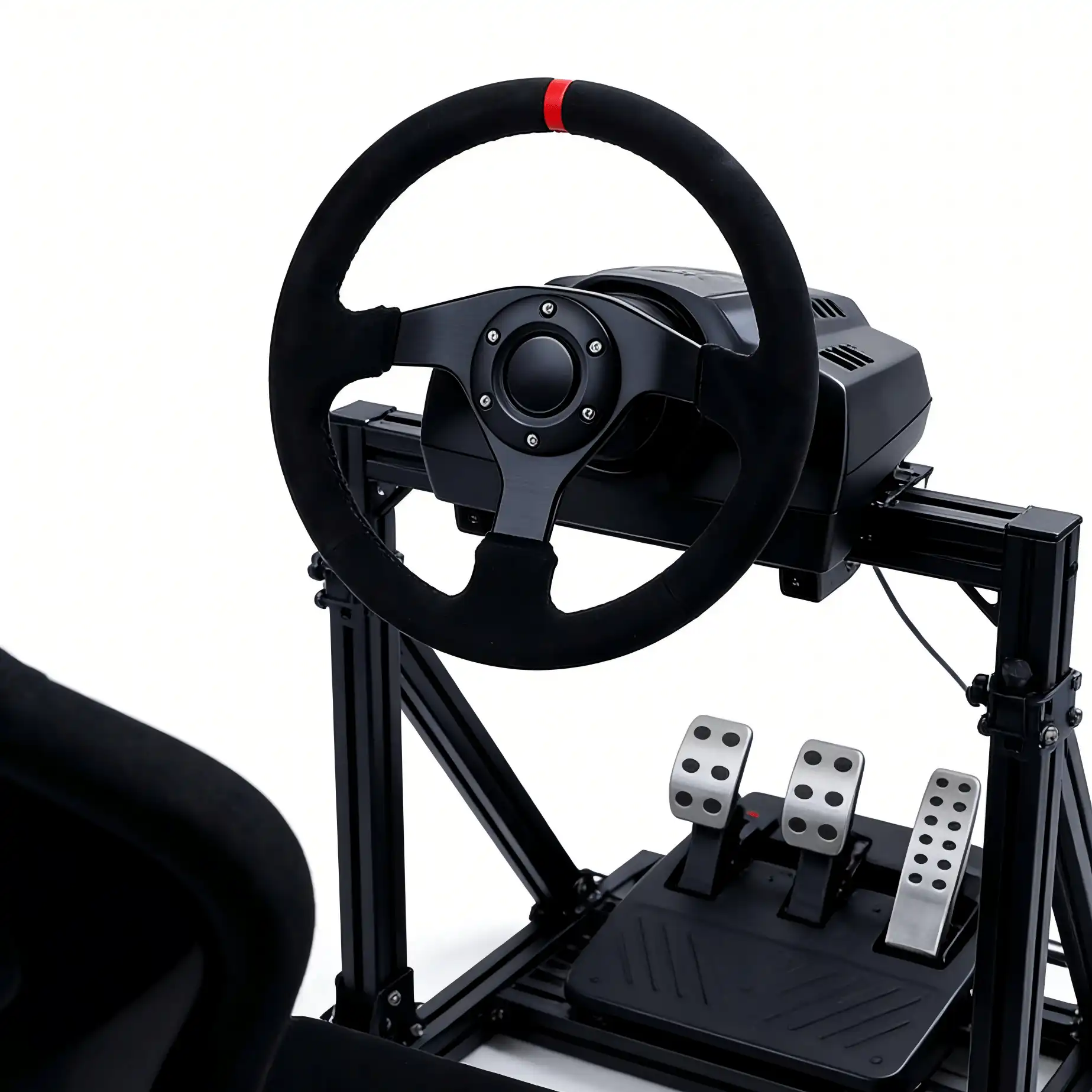 320mm Suede Steering Wheel installed on Sim Racing Rig
